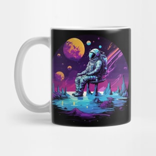 astronaut sitting on a planet Mug